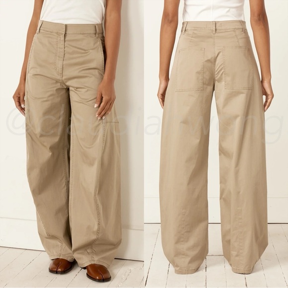 TIBI Sid Garment Dyed Silky Cotton Shorter Chino Pant in Acorn Beige - Picture 15 of 16